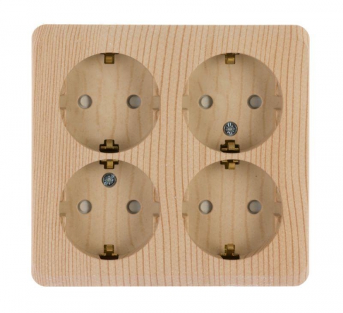 Розетка 4-м ОП Этюд 16А 250В с заземл. с заземл. защ. шторки сосна SE PA16-208D PA16-208D