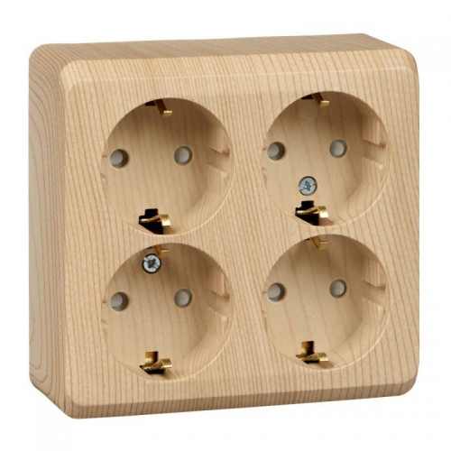 Розетка 4-м ОП Этюд 16А 250В с заземл. с заземл. защ. шторки сосна SE PA16-208D PA16-208D