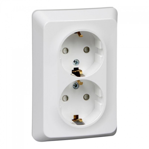 Розетка 2-м СП Этюд 16А IP20 250В с заземл. защ. шторки бел. SE PC16-108B PC16-108B