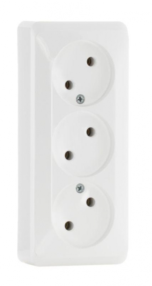 Розетка 3-м ОП Этюд 16А IP20 250В без заземл. без защ. шторок бел. SE PA16-009B PA16-009B