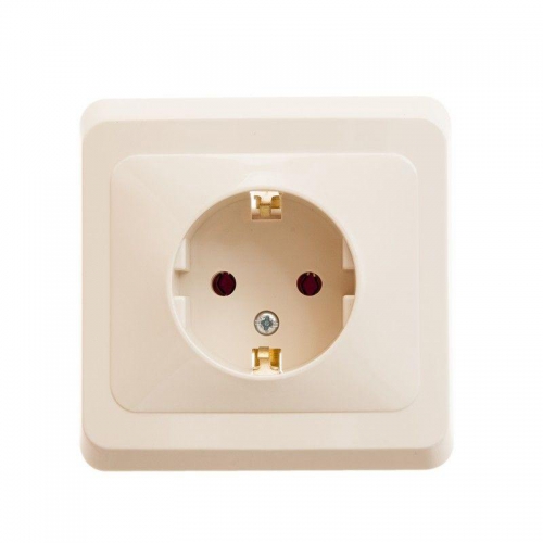 Розетка 1-м СП Этюд 16А IP20 250В с заземл. без защ. шторок крем. SE PC16-003K PC16-003K