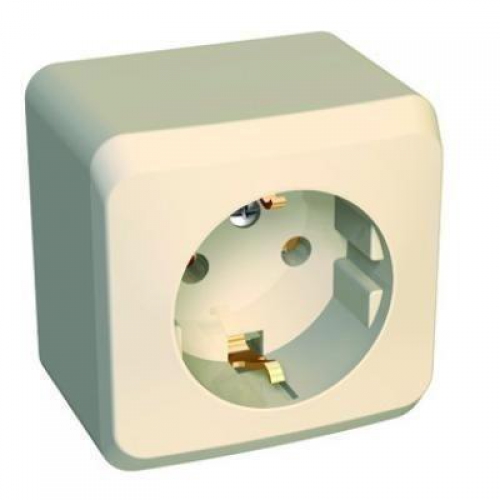 Розетка 1-м ОП Этюд 16А IP20 250В с заземл. без защ. шторок крем. SE PA16-003K PA16-003K