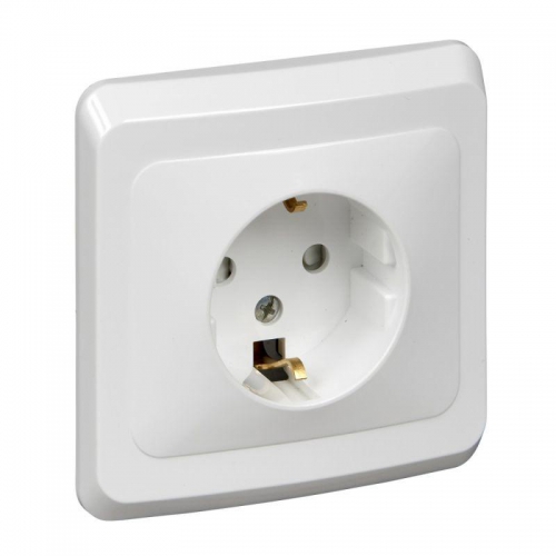 Розетка 1-м СП Этюд 16А IP20 250В с заземл. защ. шторки бел. SE PC16-004B PC16-004B
