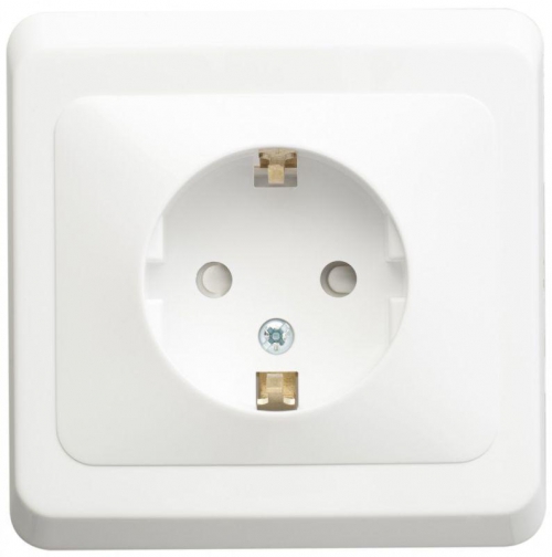 Розетка 1-м СП Этюд 16А IP20 250В с заземл. защ. шторки бел. SE PC16-004B PC16-004B