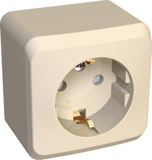 Розетка 1-м ОП Этюд 16А IP20 250В с заземл. защ. шторки крем. SE PA16-004K PA16-004K
