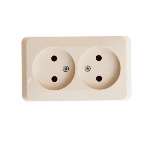 Розетка 2-м ОП Этюд 16А IP20 250В без заземл. без защ. шторок крем. SE PA16-005K PA16-005K