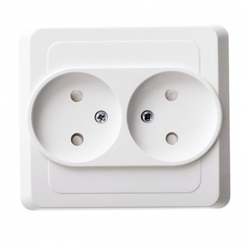 Розетка 2-м СП Этюд 16А IP20 250В без заземл. защ. шторки бел. SE PC16-006B PC16-006B