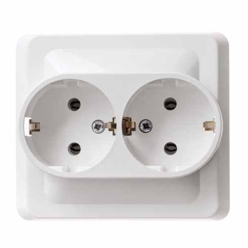 Розетка 2-м СП Этюд 16А IP20 250В с заземл. без защ. шторок бел. SE PC16-007B PC16-007B