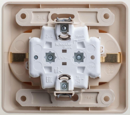 Розетка 2-м СП Этюд 16А IP20 250В с заземл. без защ. шторок крем. SE PC16-007K PC16-007K