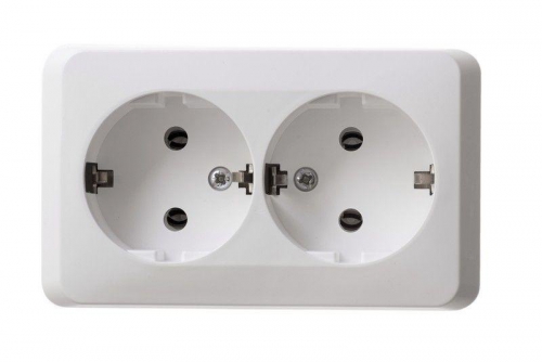 Розетка 2-м ОП Этюд 16А IP20 250В с заземл. без защ. шторок бел. SE PA16-007B PA16-007B