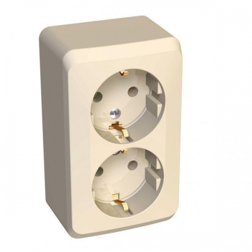 Розетка 2-м ОП Этюд 16А IP20 250В с заземл. без защ. шторок крем. SE PA16-007K PA16-007K
