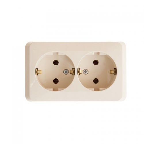 Розетка 2-м ОП Этюд 16А IP20 250В с заземл. без защ. шторок крем. SE PA16-007K PA16-007K