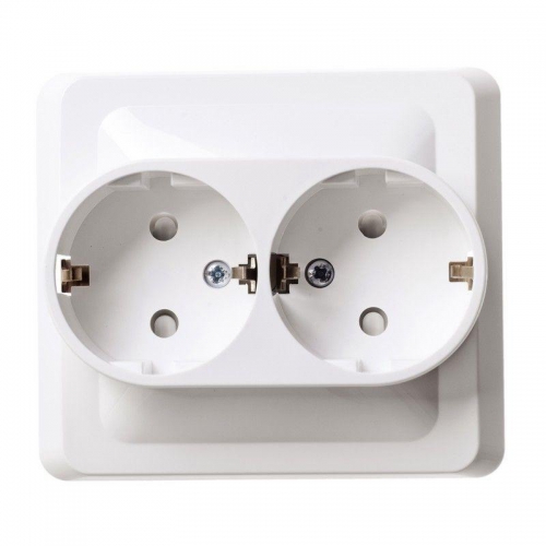 Розетка 2-м СП Этюд 16А IP20 250В с заземл. защ. шторки бел. SE PC16-008B PC16-008B