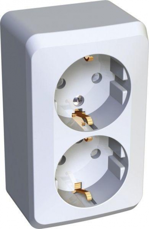 Розетка 2-м ОП Этюд 16А IP20 250В с заземл. защ. шторки бел. SE PA16-008B PA16-008B