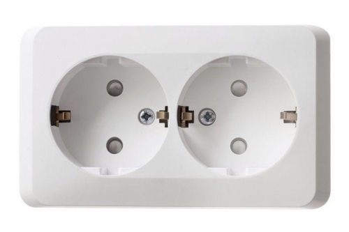 Розетка 2-м ОП Этюд 16А IP20 250В с заземл. защ. шторки бел. SE PA16-008B PA16-008B