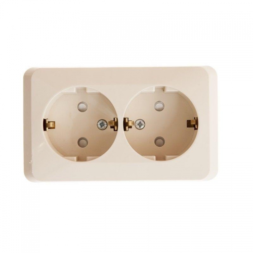 Розетка 2-м ОП Этюд 16А IP20 250В с заземл. защ. шторки крем. SE PA16-008K PA16-008K