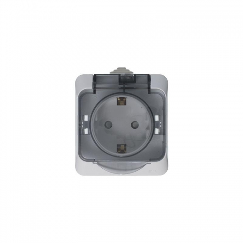 Розетка 1-м ОП Этюд 16А IP44 250В с заземл. защ. шторки с крышкой бел. SE PA16-044B PA16-044B