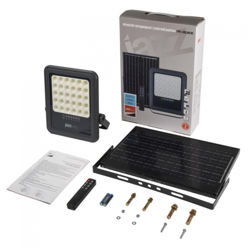 Прожектор светодиодный PFL SOLAR 02 100 6500К GR IP65 ДО с солнечн. панелью и пультом Pro+ JazzWay 5058477 5058477