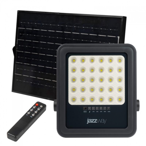 Прожектор светодиодный PFL SOLAR 02 100 6500К GR IP65 ДО с солнечн. панелью и пультом Pro+ JazzWay 5058477 5058477
