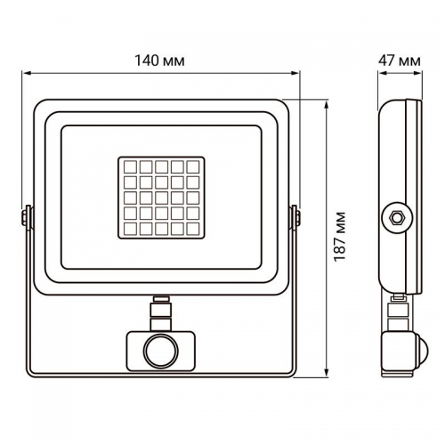 Прожектор светодиодный PFL-SC-SMD-30Вт sensor 6500К IP54 (матовое стекло) JazzWay 5001411 5001411