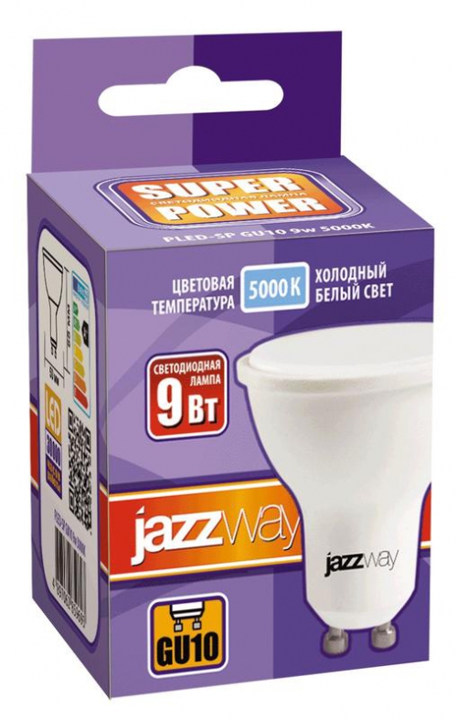 Лампа светодиодная PLED-SP 9Вт PAR16 5000К холод. бел. GU10 720лм 230В JazzWay 2859723A 2859723A