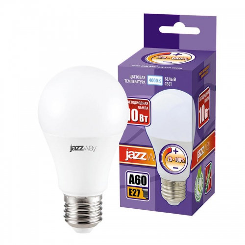 Лампа светодиодная PLED-DIM 10Вт A60 грушевидная 4000К нейтр. бел. E27 820лм 220-240В диммир. JazzWay 2859228 2859228