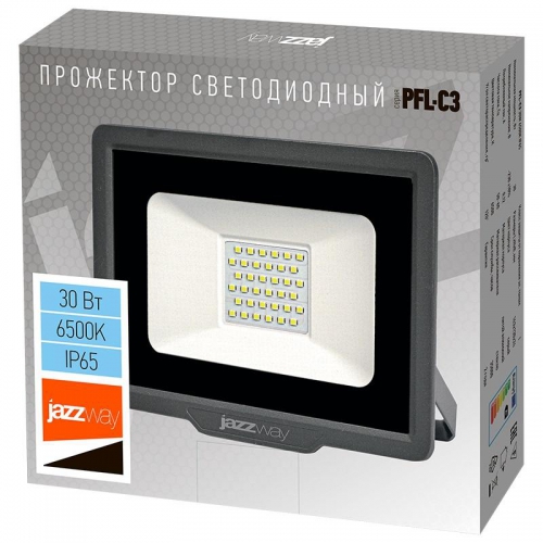 Прожектор светодиодный PFL-C3 30Вт 6500К IP65 закален. прозр. стекло JazzWay 5023567A 5023567A