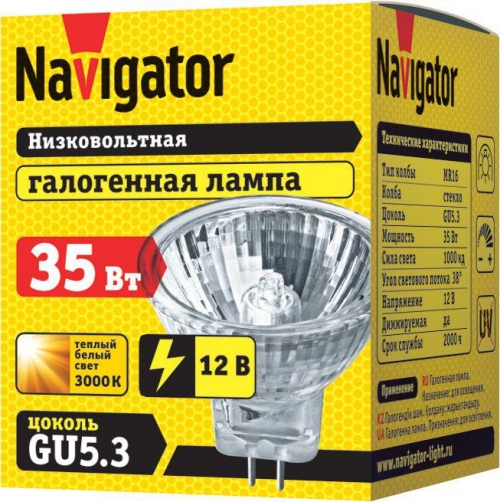 Лампа галогенная 94 203 MR16 35Вт 12В 2000h Navigator 94203 94203