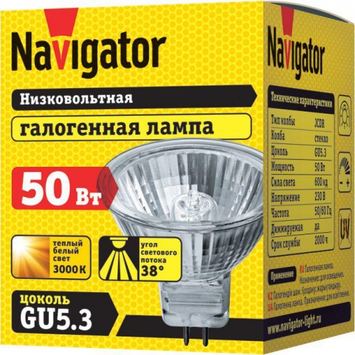 Лампа галогенная 94 206 JCDR 50Вт GU5.3 230В 2000h Navigator 13925 94206