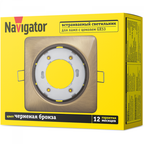 Светильник 93 025 NGX-S2-007-GX53 квадрат черн. бронза NAVIGATOR 93025 93025
