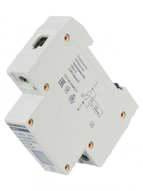 Ограничитель перенапряжения ОПС1-C 1Р 10/40кА 230В GENERICA IEK MOP20-1-C-G MOP20-1-C-G