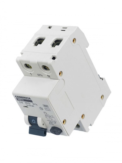 Выключатель автоматический дифференциального тока 2п C 16А 30мА тип AC 4.5кА АВДТ 32 C16 GENERICA MAD25-5-016-C-30 MAD25-5-016-C-30