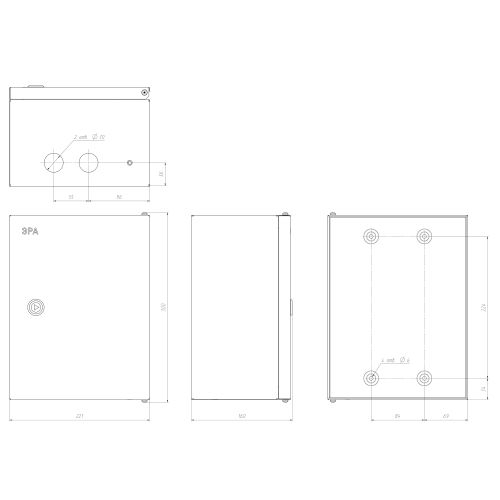 Корпус металлический ЩМПг-00 290х220х155 IP54 NO_SIMPLE_STM_SHMPg-00_IP54 ЭРА Б0041664 Б0041664