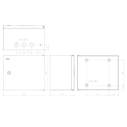 Корпус металлический ЩМПг-02 250х300х175 IP54 NO_SIMPLE_STM_SHMPg-02_IP54 ЭРА Б0041665 Б0041665
