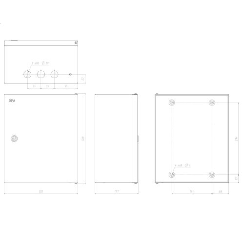Корпус металлический ЩМПг-03 360x300x175 IP54 SHMPg-03_IP54_SIMPLE ЭРА Б0047693 Б0047693