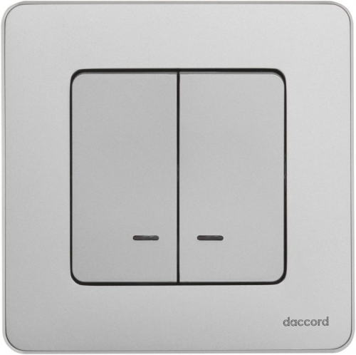 Выключатель 2-кл. Inspiria 10А IP20 250В 10AX с подсветкой/индикацией механизм алюм. Leg 673632 673632