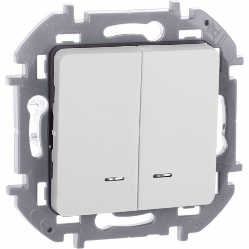 Выключатель 2-кл. Inspiria 10А IP20 250В 10AX с подсветкой/индикацией механизм бел. Leg 673630 673630