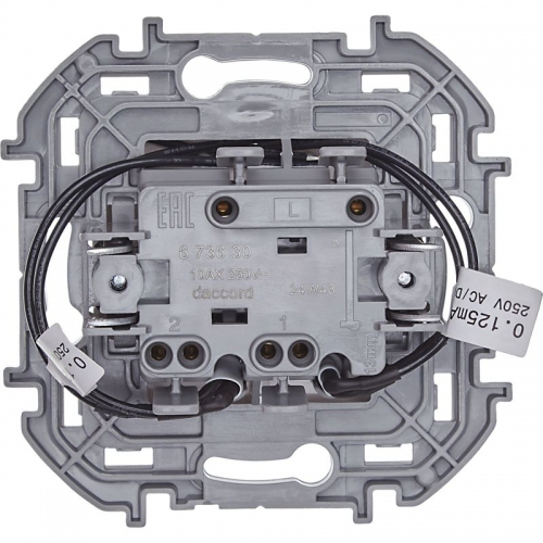 Выключатель 2-кл. Inspiria 10А IP20 250В 10AX с подсветкой/индикацией механизм бел. Leg 673630 673630