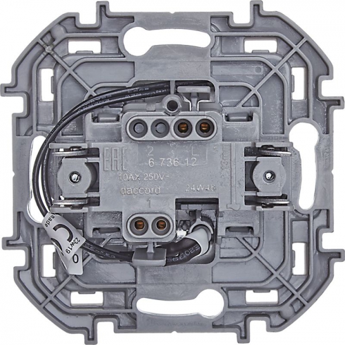 Выключатель 1-кл. Inspiria 10А IP20 250В 10AX с подсветкой/индикацией механизм алюм. Leg 673612 673612