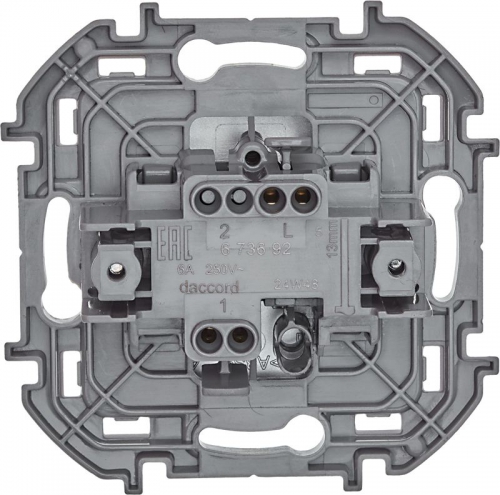 Выключатель кнопочный Inspiria 6А 250В без фиксации НО/НЗ механизм алюм. Leg 673692 673692