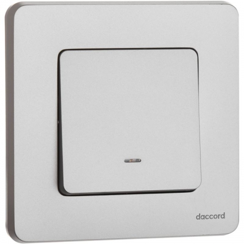 Механизм переключателя 1-кл. Inspiria 10А IP20 250В 10AX с подсветкой / индикацией алюм. Leg 673662 673662