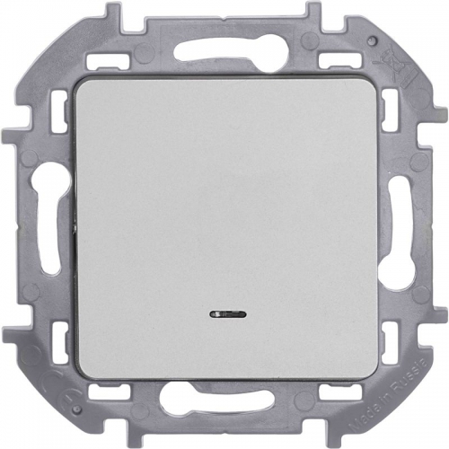 Механизм переключателя 1-кл. Inspiria 10А IP20 250В 10AX с подсветкой / индикацией алюм. Leg 673662 673662