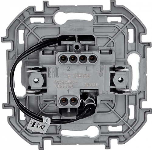 Механизм переключателя 1-кл. Inspiria 10А IP20 250В 10AX с подсветкой / индикацией антрацит Leg 673663 673663