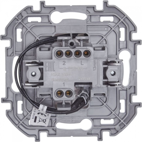 Механизм переключателя 1-кл. Inspiria 10А IP20 250В 10AX с подсветкой / индикацией бел. Leg 673660 673660