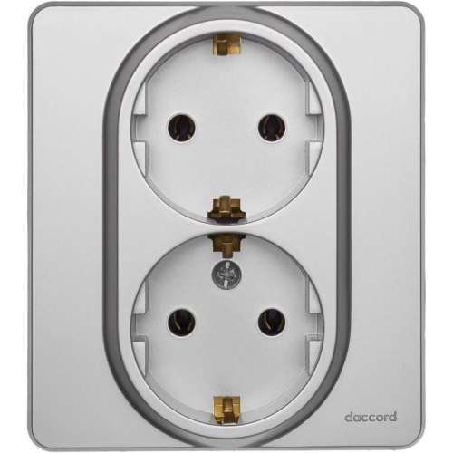 Розетка Inspiria 16А 250В 2х2P+E немецк. стандарт алюм. Leg 673752 673752