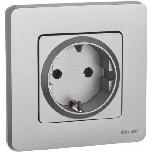 Розетка 1-м СП Inspiria 16А IP20 250В 2P+E немецк. стандарт механизм алюм. Leg 673722 673722