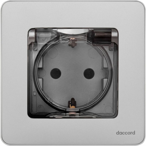 Розетка 1-м СП Inspiria 16А IP44 250В 2P+E защ. шторки с крышкой немецк. стандарт механизм алюм. Leg 673742 673742