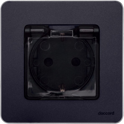 Розетка 1-м СП Inspiria 16А IP44 250В 2P+E защ. шторки с крышкой немецк. стандарт механизм антрацит Leg 673743 673743