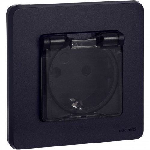 Розетка 1-м СП Inspiria 16А IP44 250В 2P+E защ. шторки с крышкой немецк. стандарт механизм антрацит Leg 673743 673743