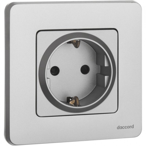 Розетка 1-м СП Inspiria 16А IP20 250В 2P+E защ. шторки немецк. стандарт механизм алюм. Leg 673732 673732